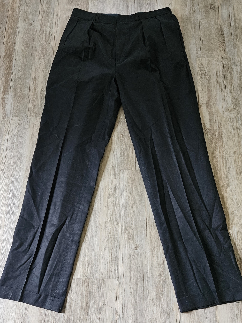 Vintage Polo Ralph Lauren Men's Black Pleated Silk Cotton Dress Pants 34x34